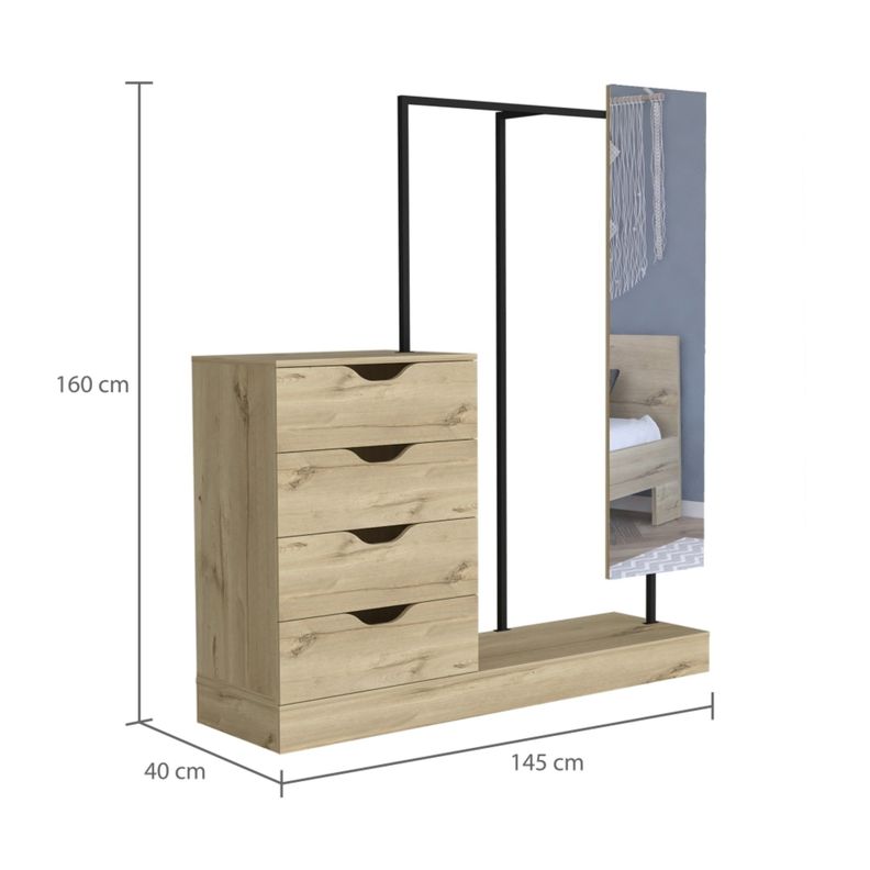 CLOSET 4 CAJONES + ESPEJO FM-028C CAFÉ CLARO-5