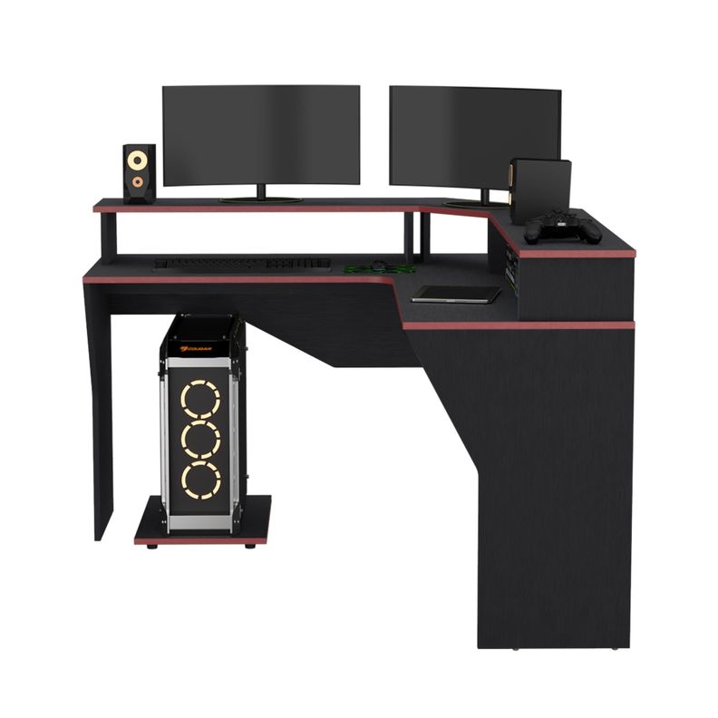 ESCRITORIO GAMER FM-046N - NEGRO CANTO ROJO-2