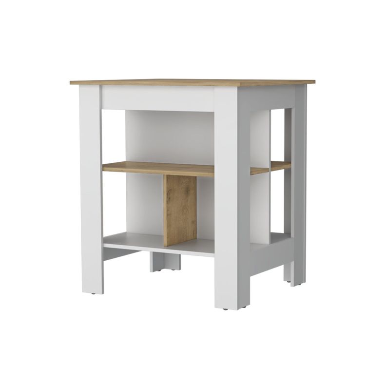 ISLA DE COCINA 2 PUERTAS FM-004B BLANCO Y CAFÉ CLARO-0