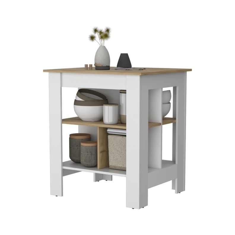 ISLA DE COCINA 2 PUERTAS FM-004B BLANCO Y CAFÉ CLARO-2