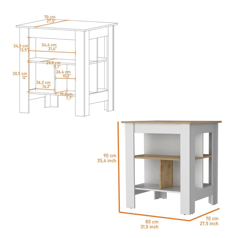 ISLA DE COCINA 2 PUERTAS FM-004B BLANCO Y CAFÉ CLARO-4