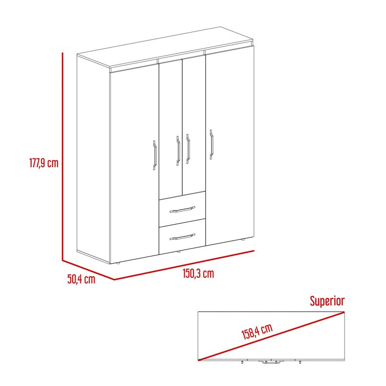 CLOSET 4 PUERTAS 2 CAJONES FM-023B - BLANCO-6
