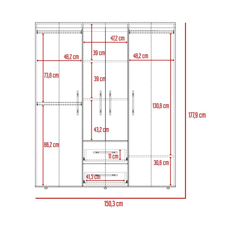 CLOSET 4 PUERTAS 2 CAJONES FM-023B - BLANCO-7