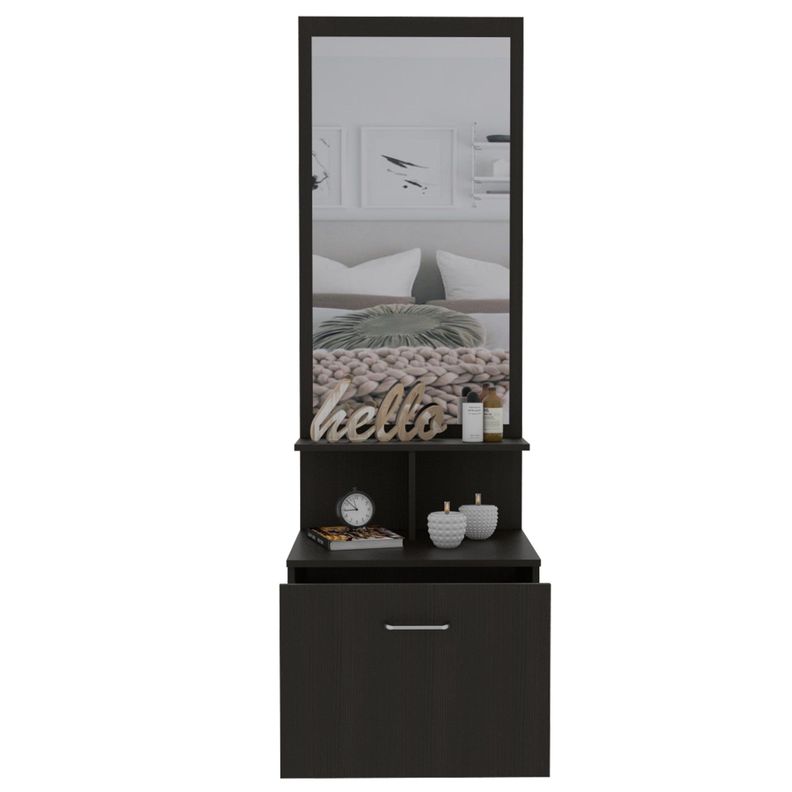 VELADOR MULTIFUNCIONAL CON ESPEJO 1 CAJÓN FM-006W - NEGRO-2