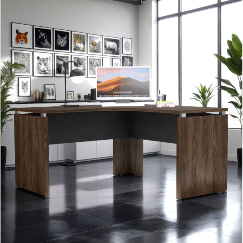 ESCRITORIO FM-004N - NEGRO Y CAFÉ OSCURO-4