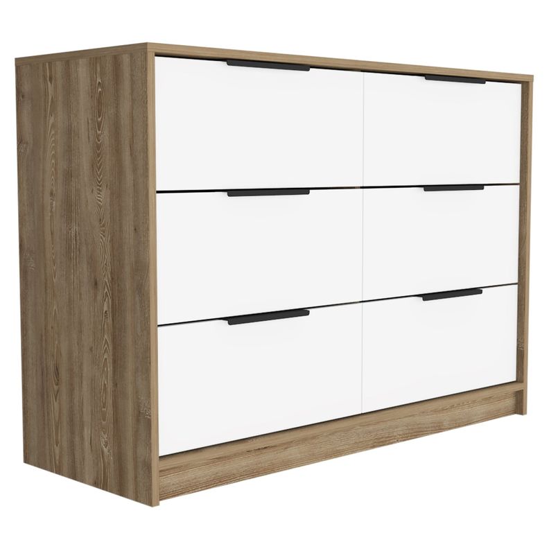 COMODA 4 CAJONES 2 PUERTAS ABATIBLES FM-020C - CAFÉ CLARO / BLANCO-0