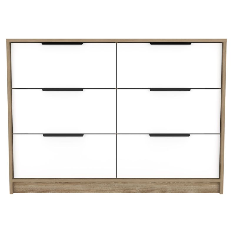COMODA 4 CAJONES 2 PUERTAS ABATIBLES FM-020C - CAFÉ CLARO / BLANCO-1