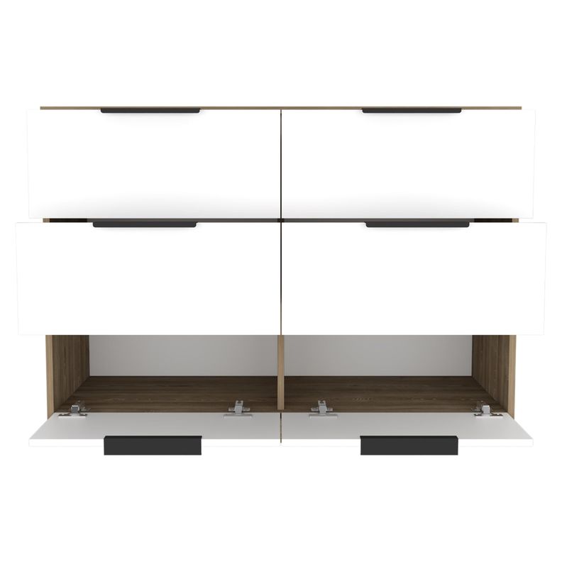 COMODA 4 CAJONES 2 PUERTAS ABATIBLES FM-020C - CAFÉ CLARO / BLANCO-2