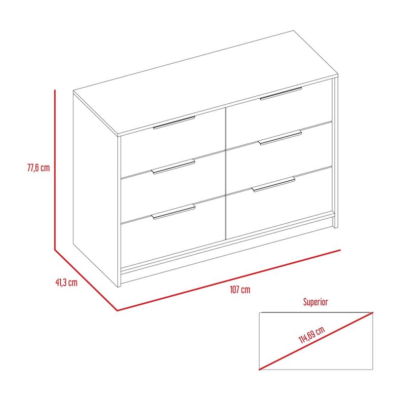 COMODA 4 CAJONES 2 PUERTAS ABATIBLES FM-020C - CAFÉ CLARO / BLANCO-6
