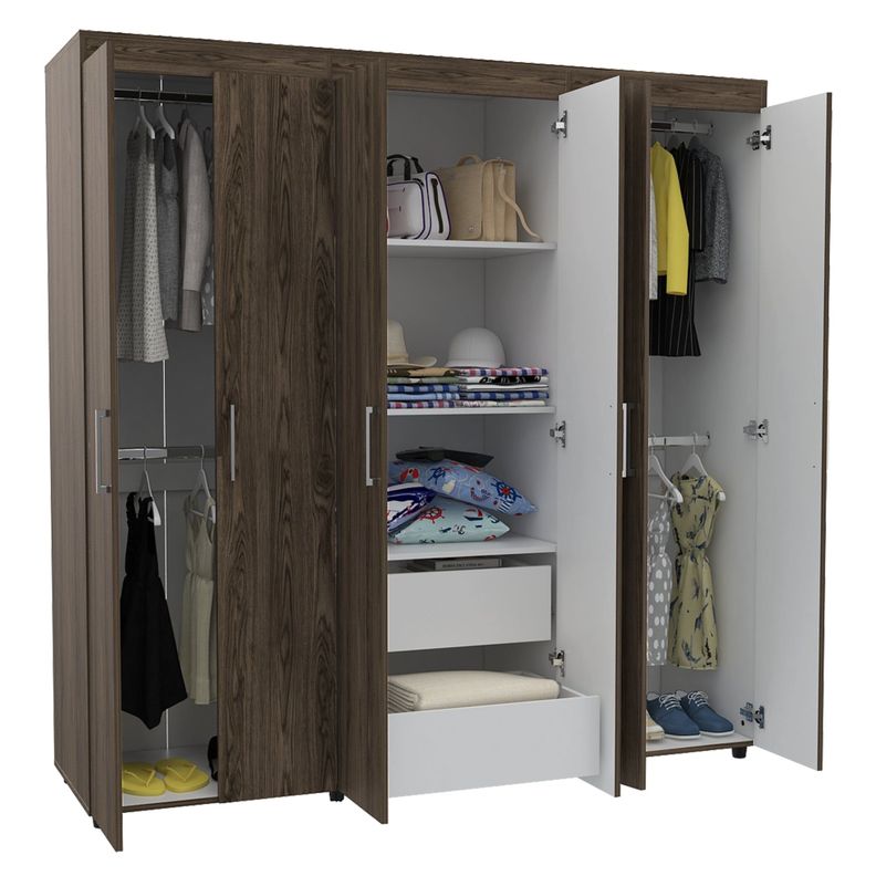 Closet 6 Puertas 2 Cajones Fm-012O Café Oscuro-3