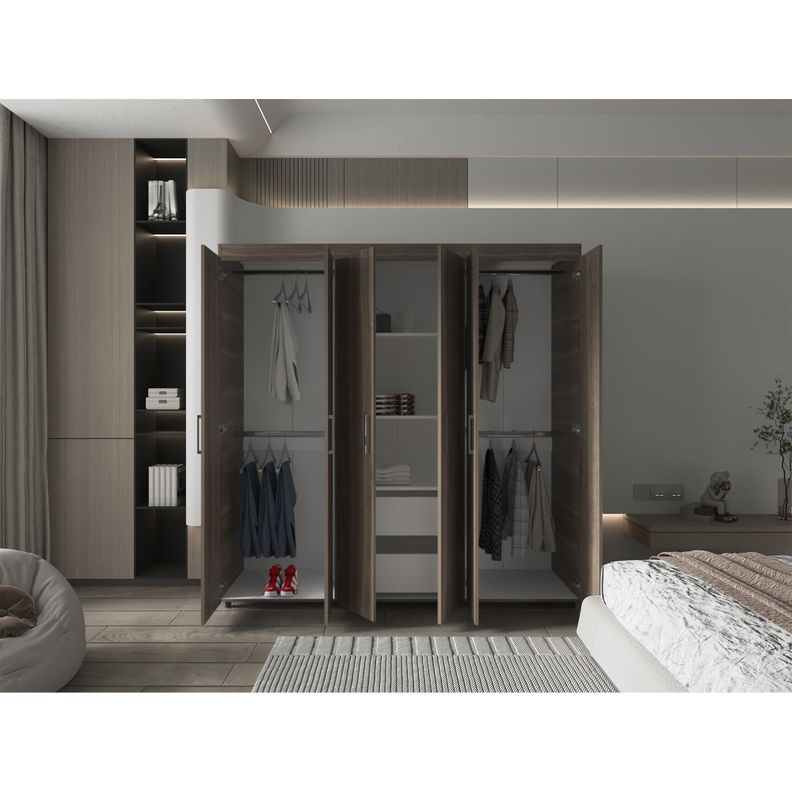 Closet 6 Puertas 2 Cajones Fm-012O Café Oscuro-5