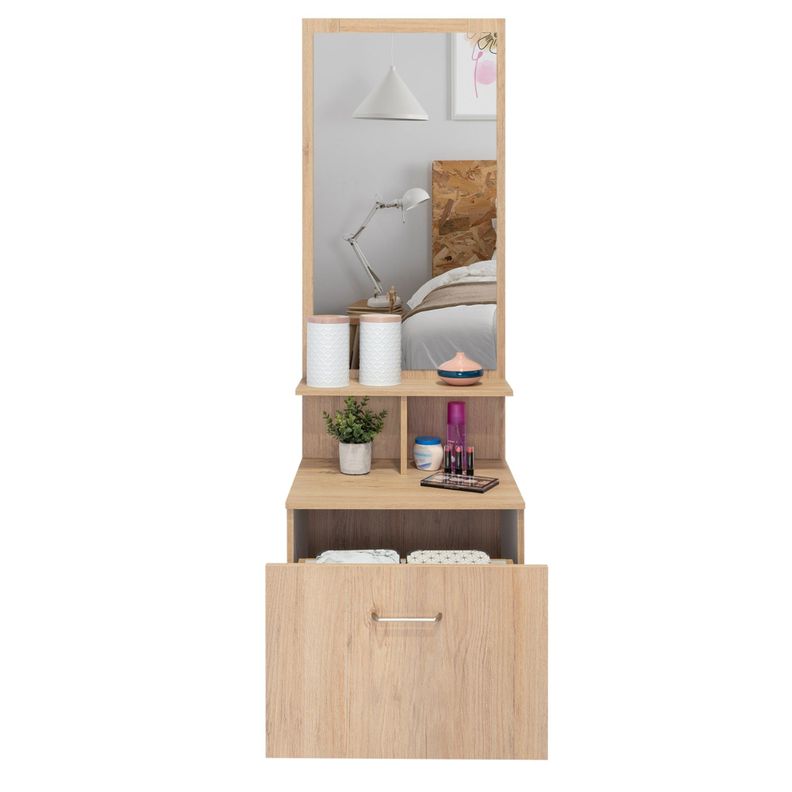 Velador Multifuncional Con Espejo 1 Cajón Fm-006C Café Claro-6