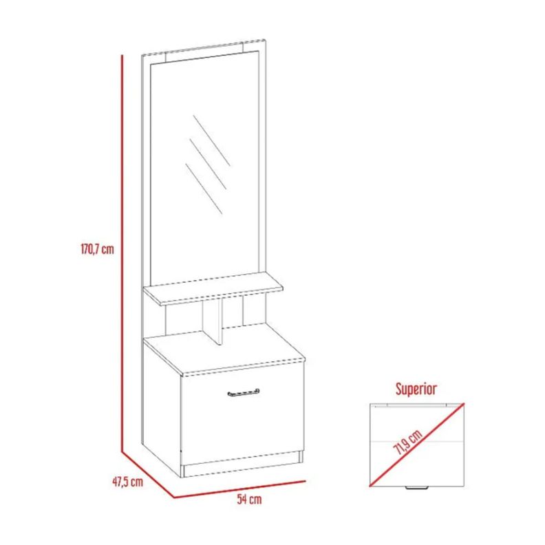 Velador Multifuncional Con Espejo 1 Cajón Fm-006C Café Claro-9