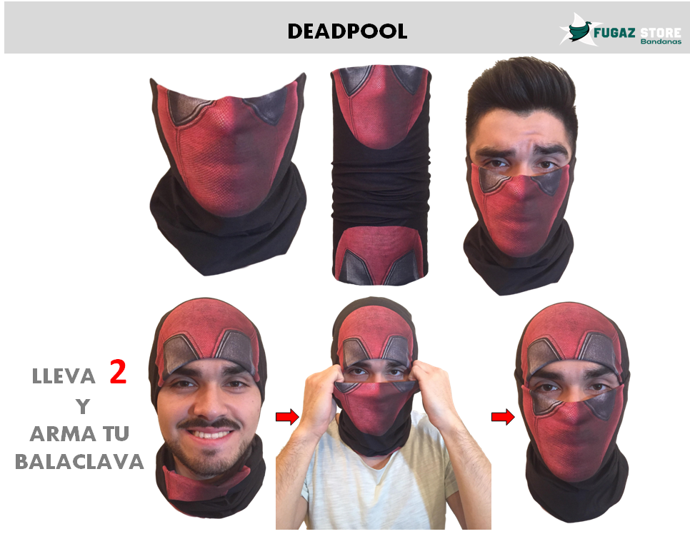 2 BANDANAS, FUGAZ STORE, ROJO, DEADPOOL-1