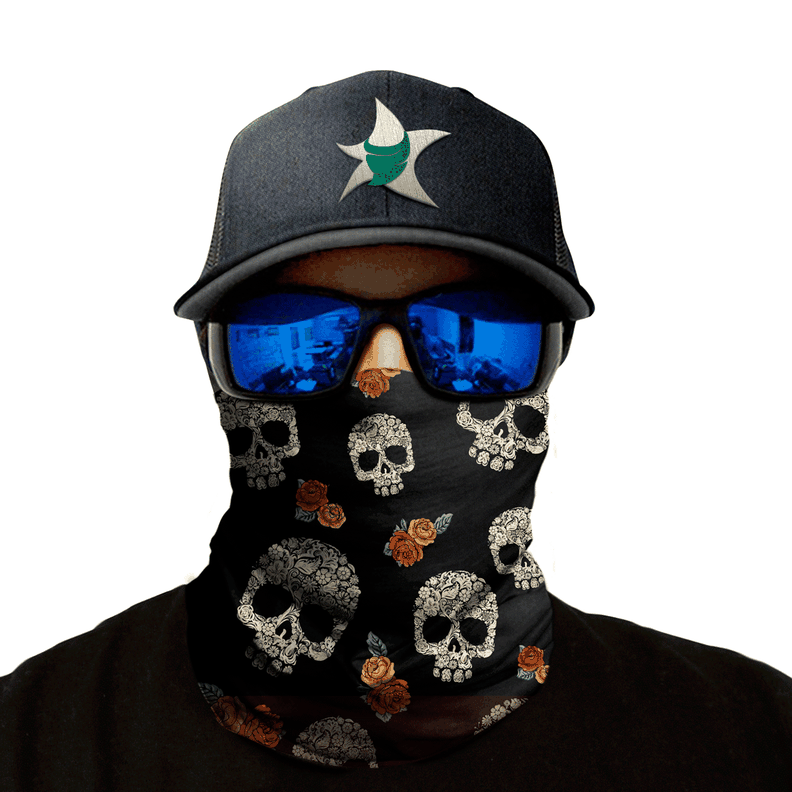 Bandana, Fugaz Store, Negro, Calavera y Rosas-0
