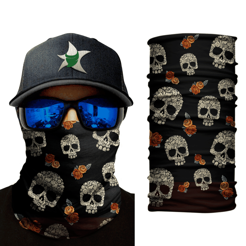 Bandana, Fugaz Store, Negro, Calavera y Rosas-2