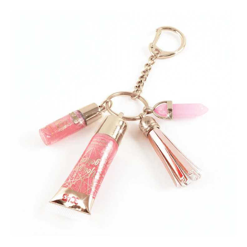Llavero Rosado y Oro con Brillo Labial Make It Real-1