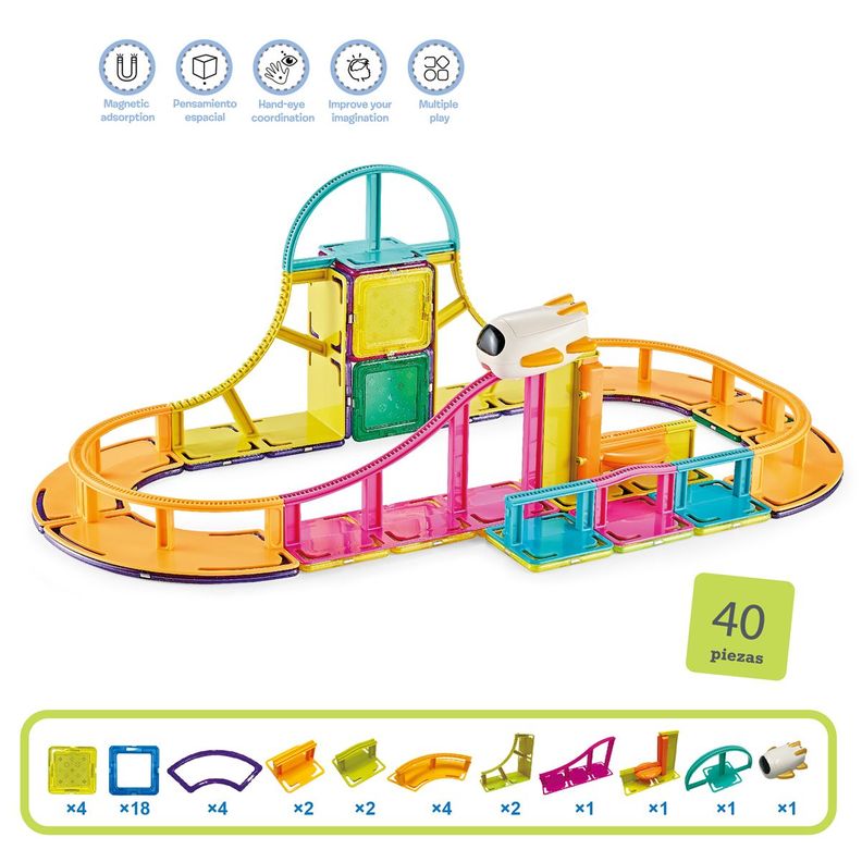 Pista de Transbordador Magnetic Tiles 40 Piezas-0
