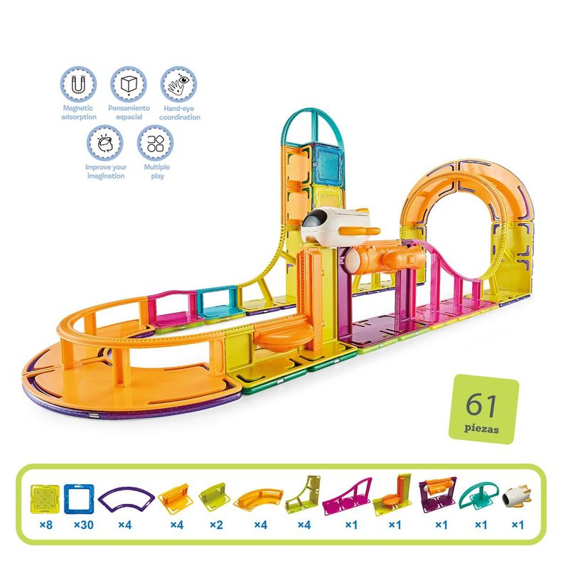 Pista de Avión Magnetic Tiles 61 Piezas-0