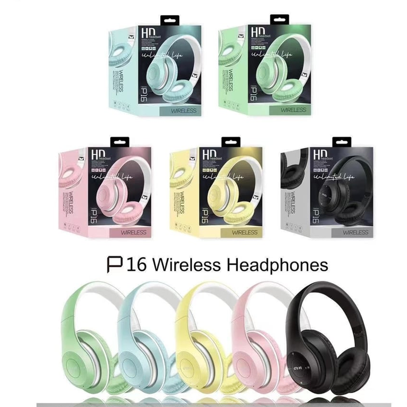 Audífonos Wireless P16 Bluetooth Recargable Headphones Negro-2