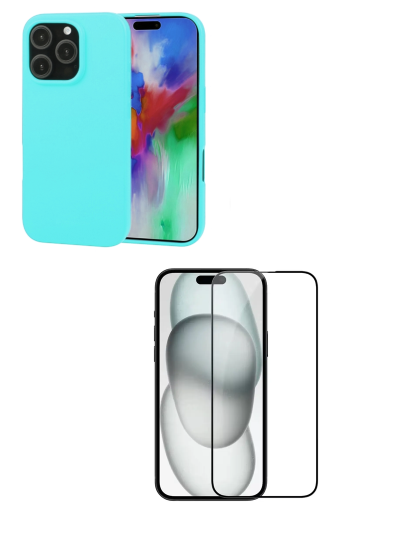 Carcasa Lamina Vidrio Para iPhone 16 Pro Turquesa-0