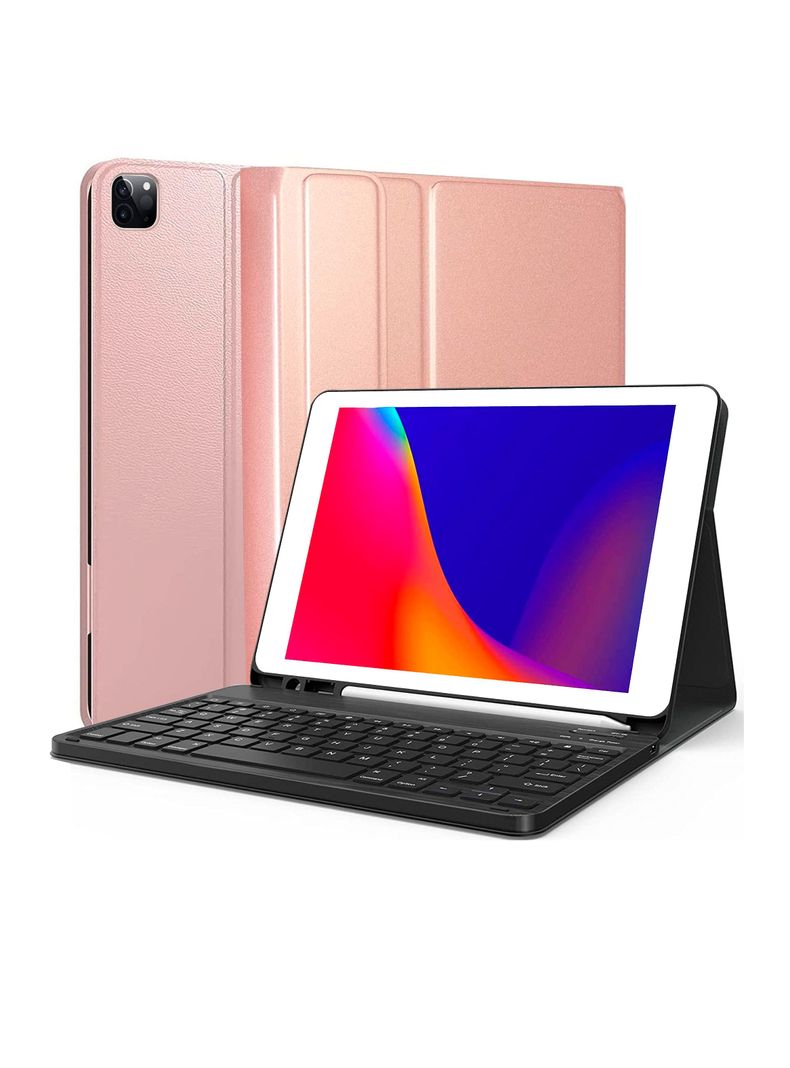 Funda Con Teclado Español Para iPad Air 13 M2 2024 Rosado-0
