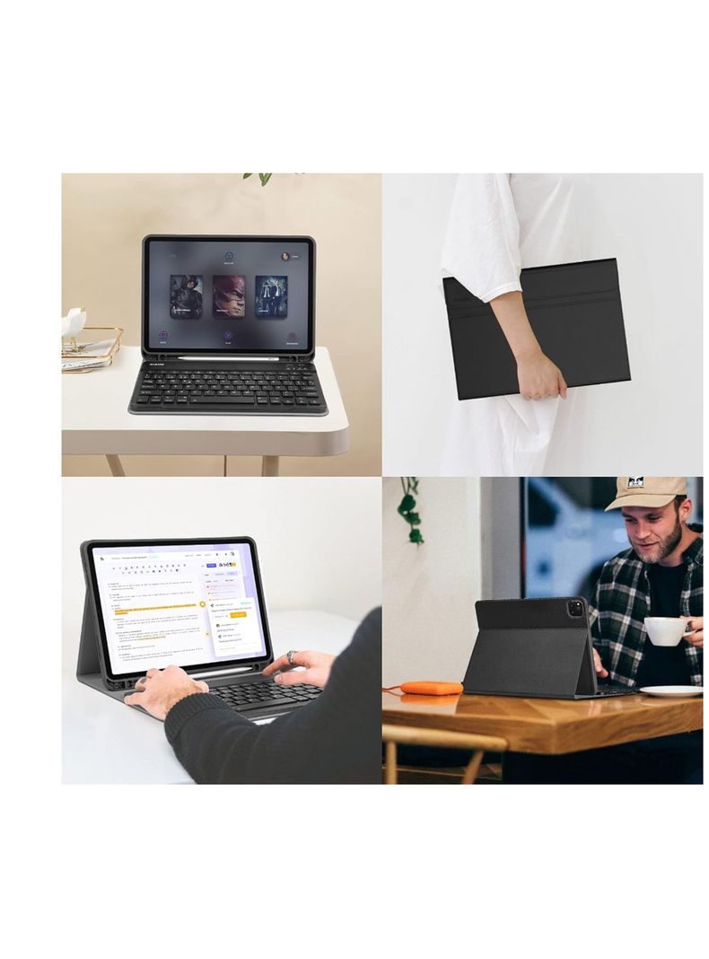 Funda Con Teclado Español Para iPad Air 13 M2 2024 Rosado-1