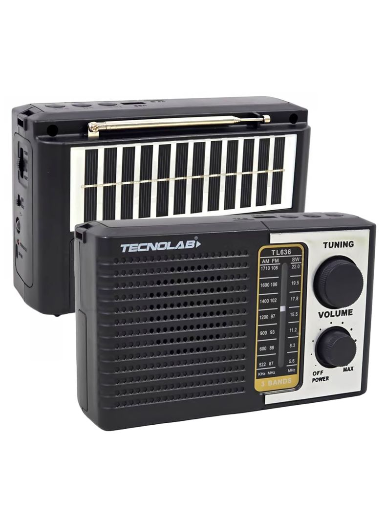 Radio Portatil Am Fm Con Linterna Carga Solar Tecnolab TL636-0