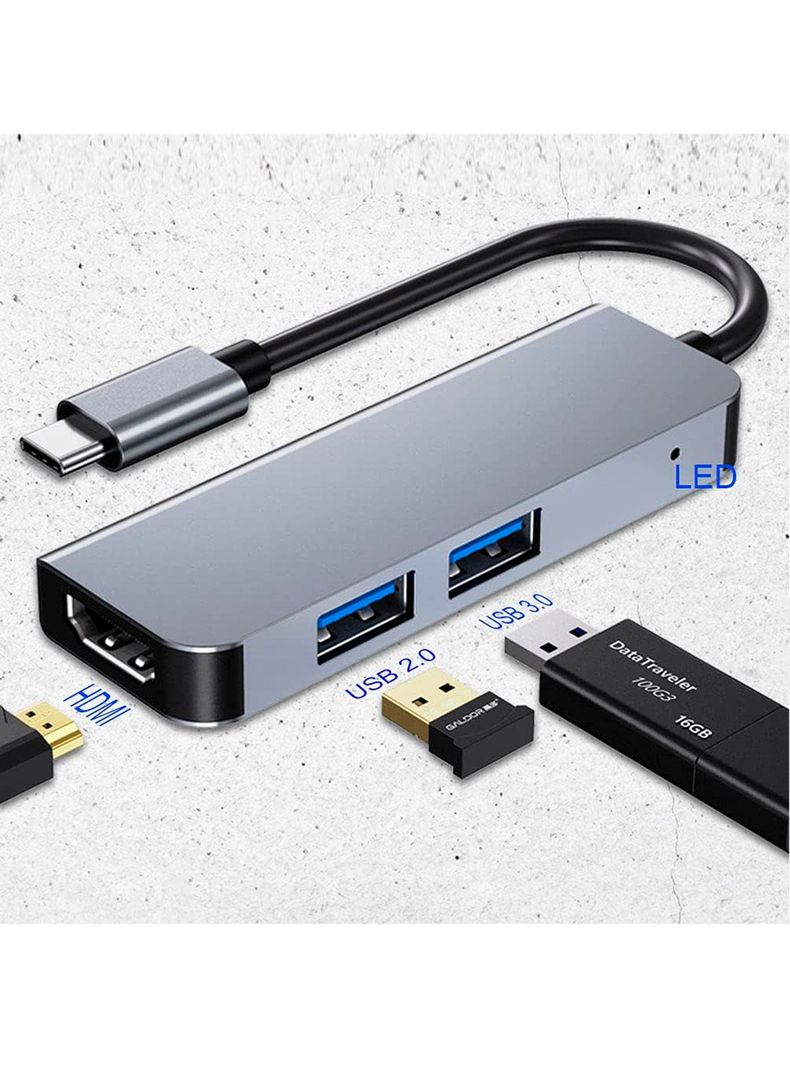 Adaptador Tipo C 3 En 1 Hdtv Suport 4k+Usb2.0+Usb3-1