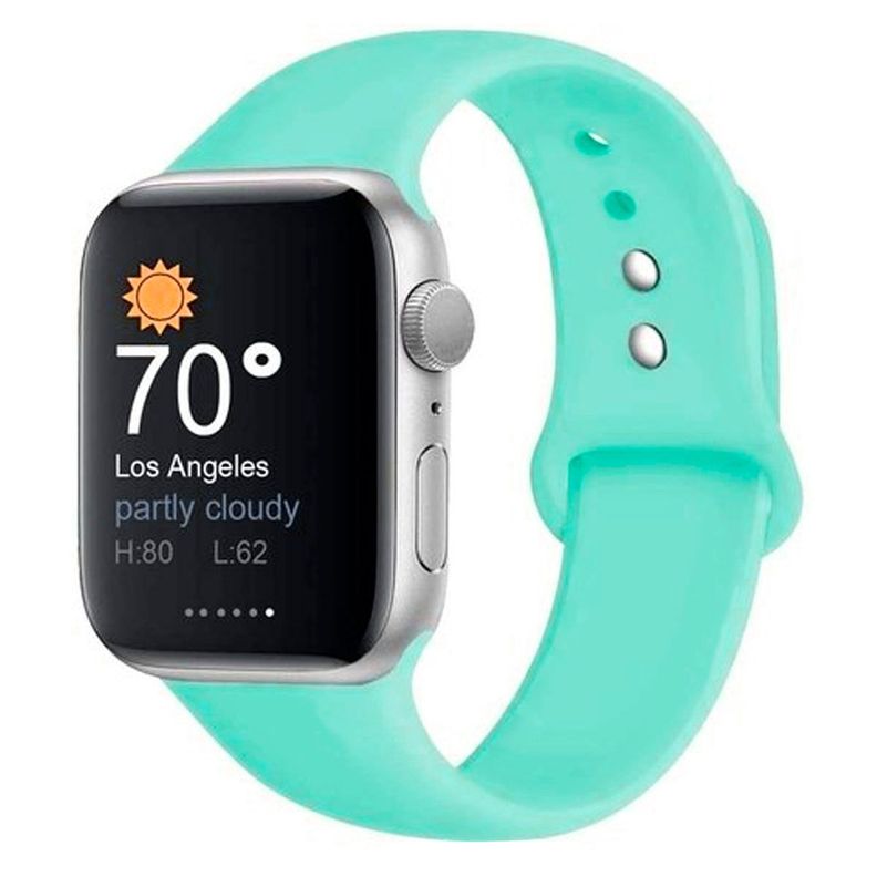 Correa Compatible Con Apple Watch 42mm 44mm 45mm Goma Turquesa-1