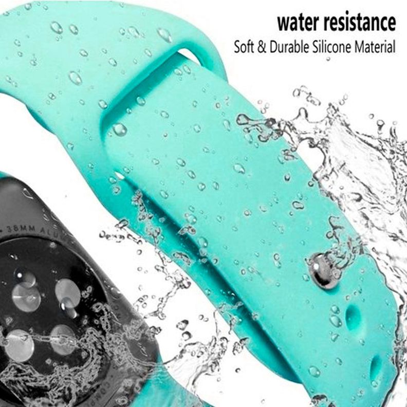 Correa Compatible Con Apple Watch 42mm 44mm 45mm Goma Turquesa-2
