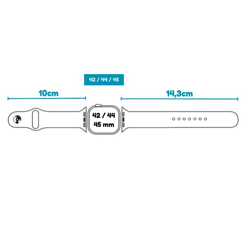 Correa Compatible Con Apple Watch 42mm 44mm 45mm Goma Turquesa-4