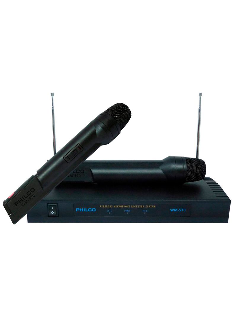 Kit De Dos Microfonos Inalámbricos Receptor VHF Philco WM570-0