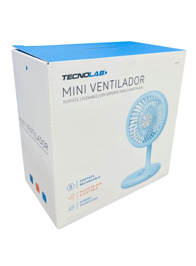 Ventilador Portatil Plegable Recargable Tecnolab 670 Azul-3