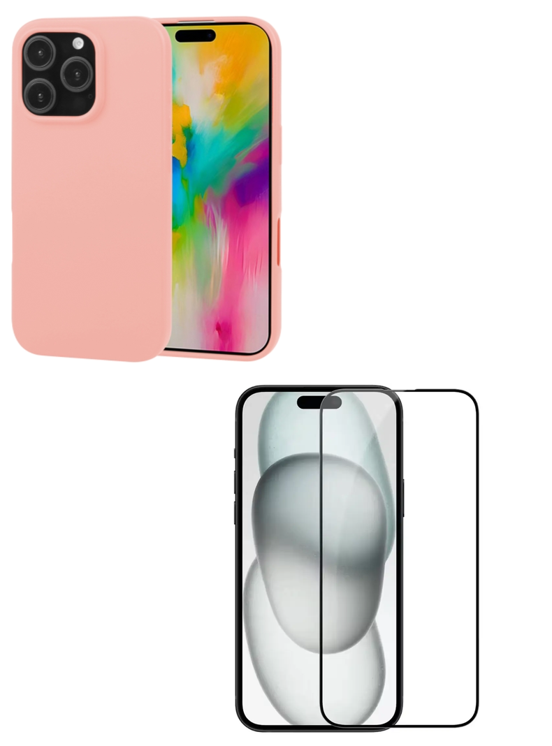 Carcasa Lamina Vidrio Para iPhone 16 Pro Max Rosado-0