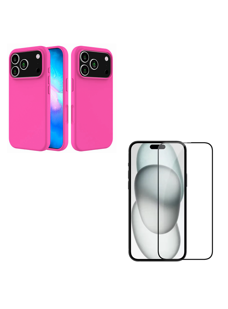 Carcasa Goma Lamina Vidrio Para iPhone 17 Pro Colores