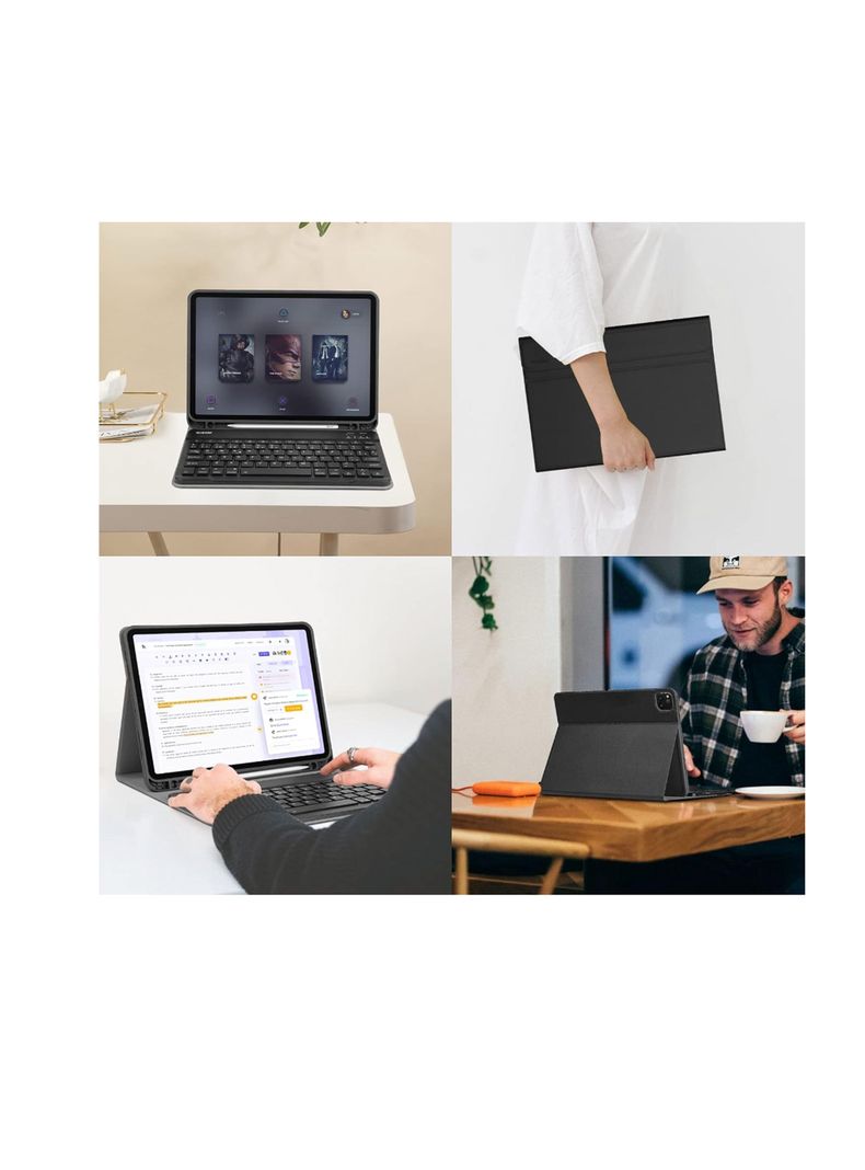 Funda Con Teclado Lamina Para iPad 12.9 Con Ranura Rosa-2