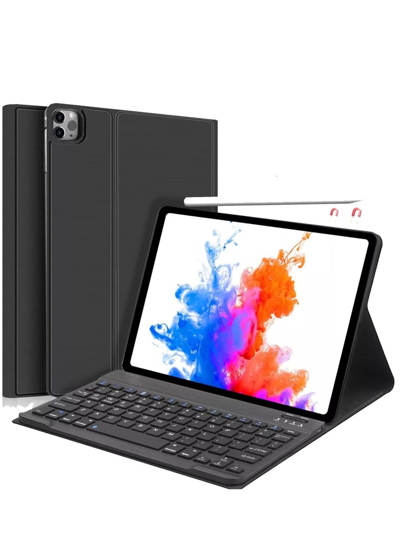 Funda Con Teclado Español Para iPad Air 13 M2 2024 Negro-0