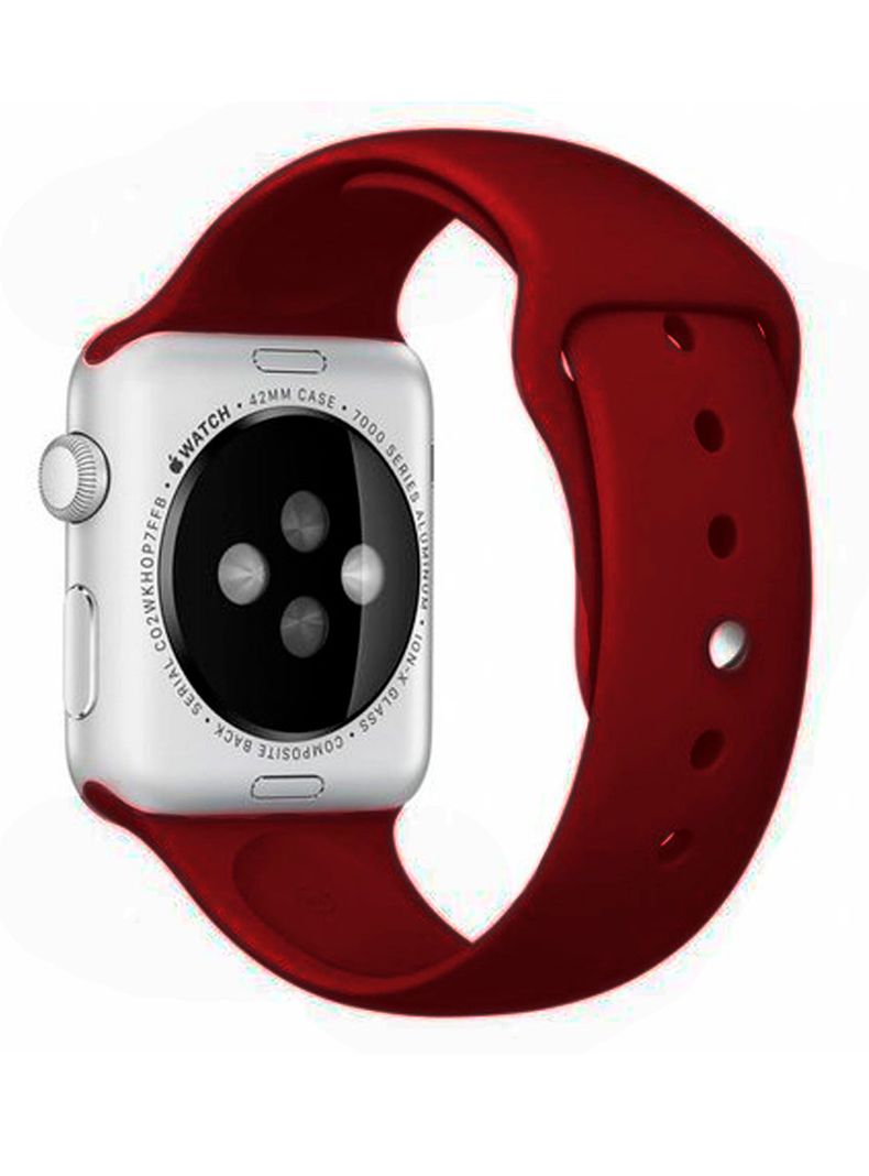 Correa Compatible Con Apple Watch 42mm 44mm 45mm Goma Burdeo-2