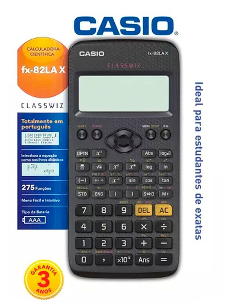 Calculadora Cientifica Casio FX-82LA XBK 275 Funciones Negro-3