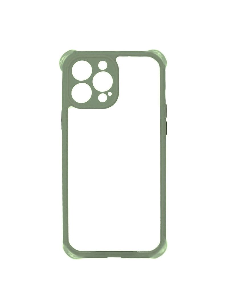 Carcasa Para iPhone 13 14 Transparente Borde Verde Claro-0