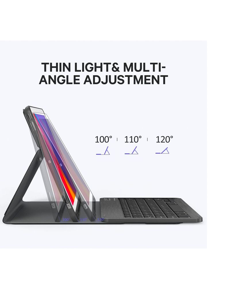 Funda Con Teclado Para iPad 10.2 7 8 9 Con Ranura Lapiz Negro-1