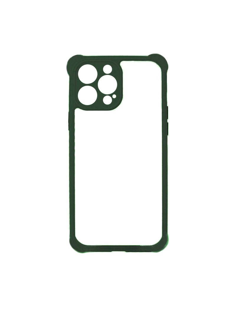 Carcasa Para iPhone 13 Pro Transparente Borde Verde Oscuro-0