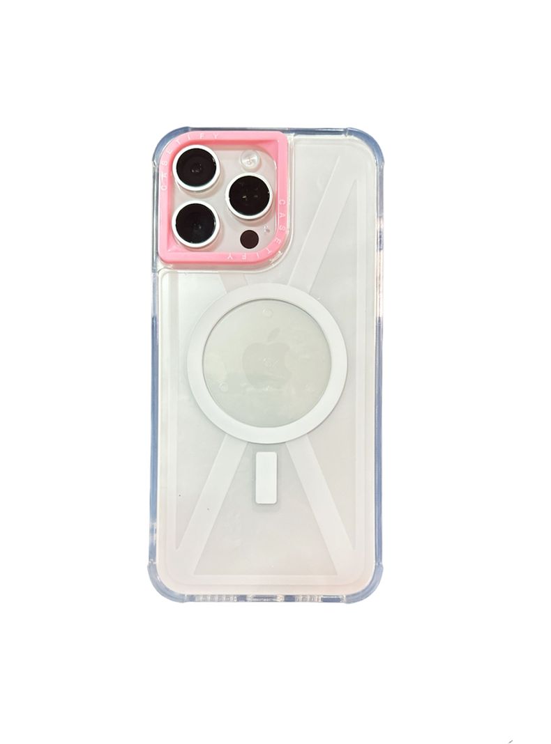 Carcasa Tipo Magsafe Casefity Para iPhone 11 Borde Rosado-0