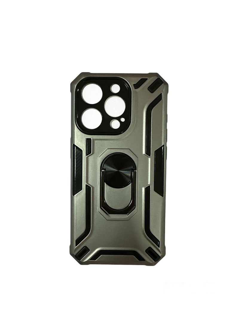 Carcasa Para iPhone 15 Pro Max Con Anillo Soporte Gris-0