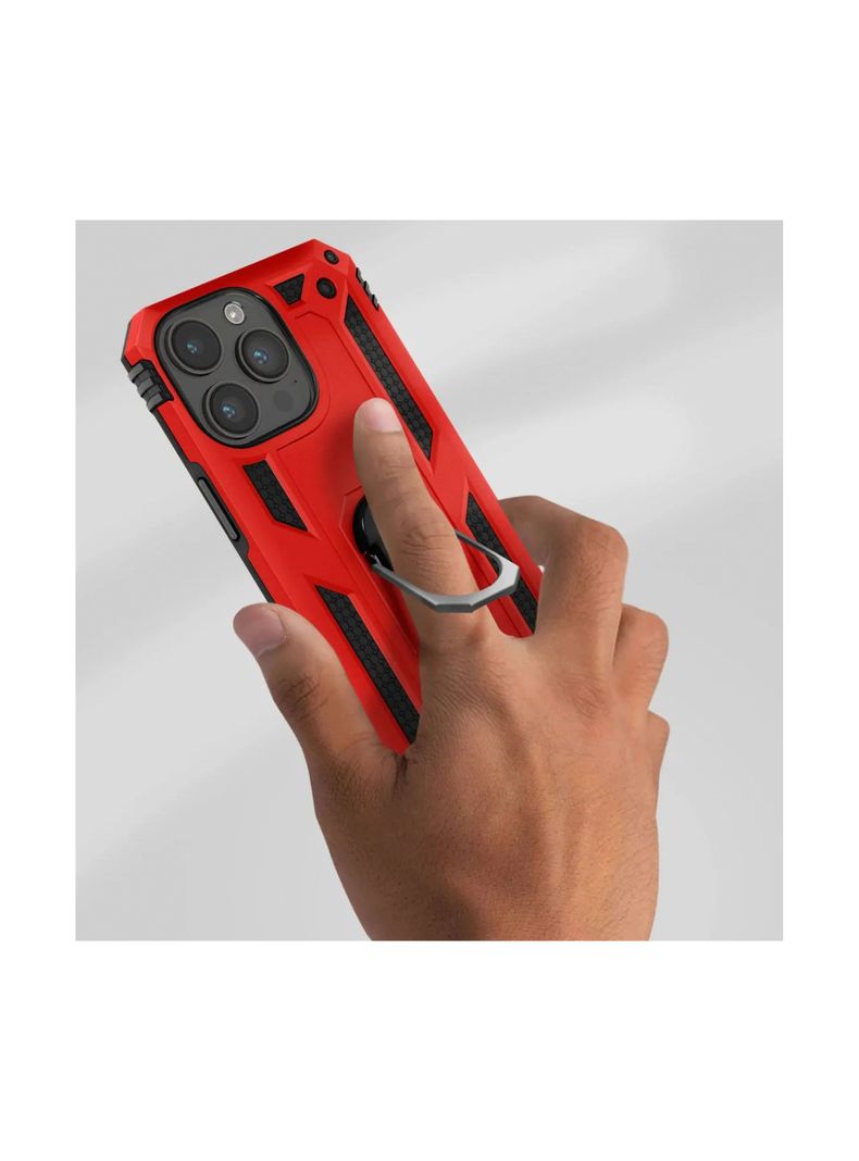 Carcasa Para iPhone 15 Pro Max Con Anillo Soporte Gris-1