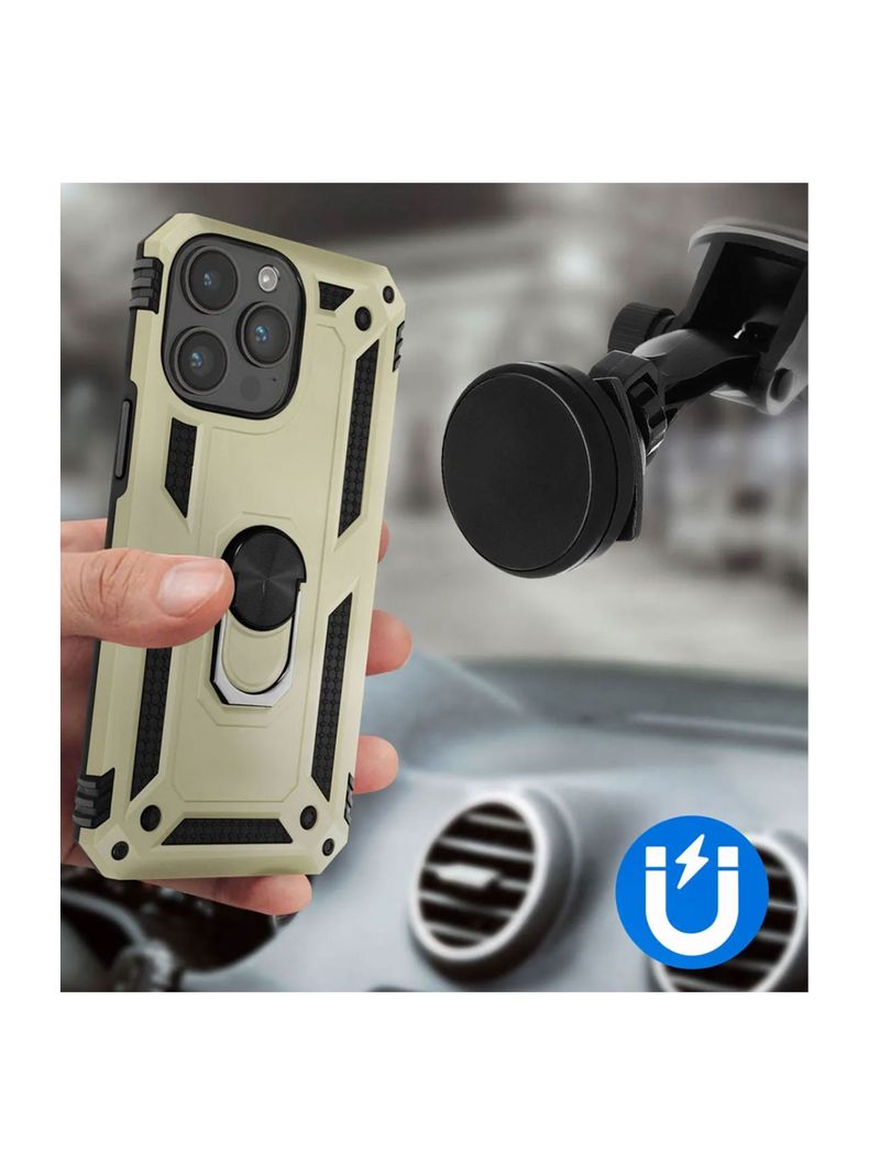 Carcasa Para iPhone 15 Pro Max Con Anillo Soporte Gris-3