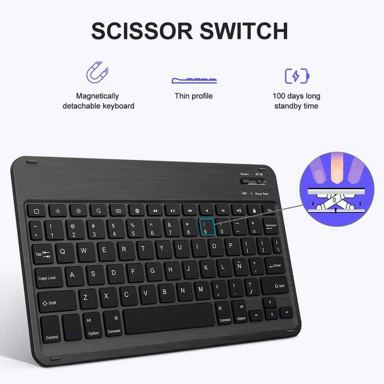Funda Con Teclado Con Ñ Para iPad Air 10.9 4 5ta Bt Rosado-1