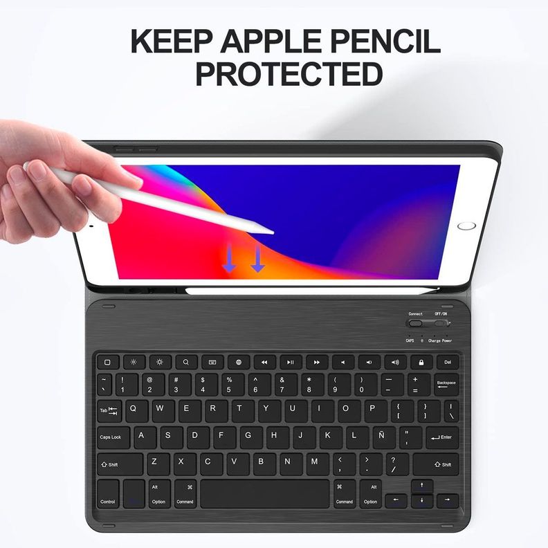 Funda Con Teclado Con Ñ Para iPad Air 10.9 4 5ta Bt Rosado-4