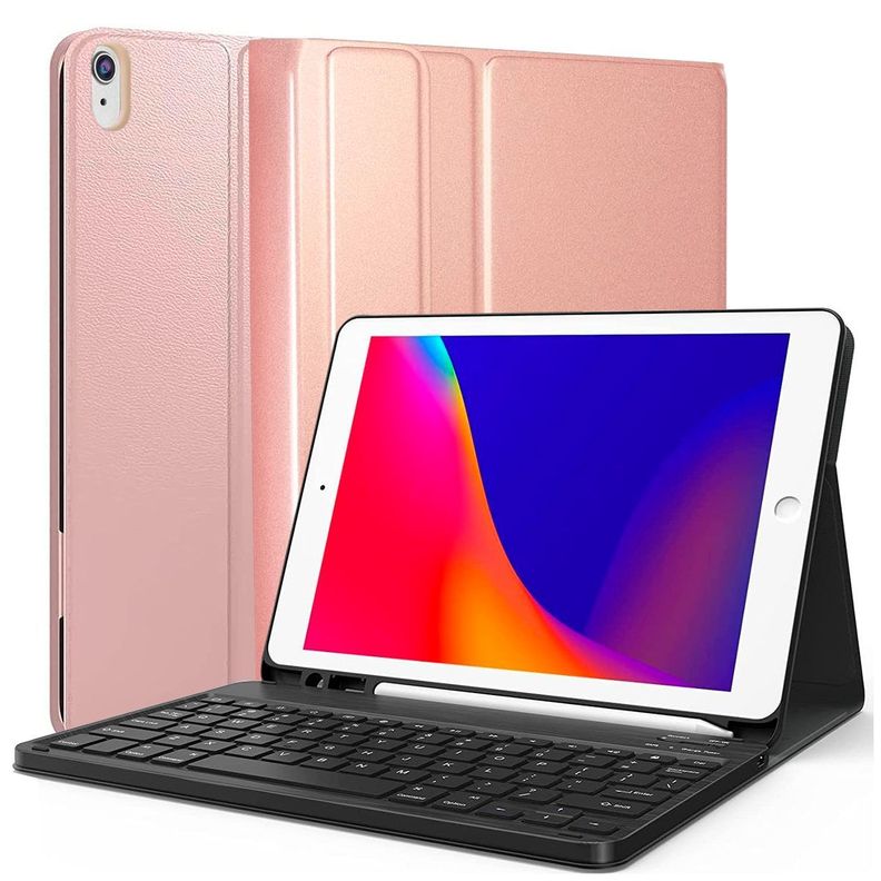 Funda Con Teclado Con Ñ Para iPad Air 10.9 4 5ta Bt Rosado-0